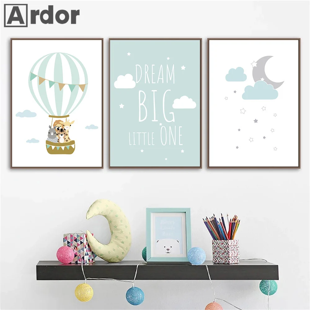 Hot Air Balloon Canvas Painting Moon Star Cloud Posters Nursery Wall Art Print Cartoon Poster Nordic Pictures Kids Room Decor 
Hot Air Balloon Canvas Painting Moon Star Cloud Posters Nursery Wall Art Print Cartoon Poster Nordic Pictures Kids Room Decor