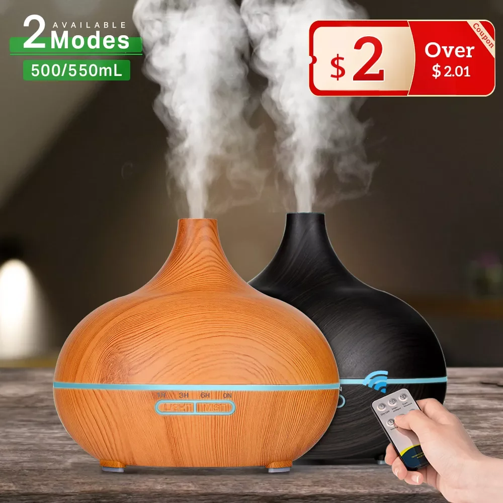 550 500 400 Aromatherapy Essential Oil Diffuser Wood Grain Remote Control Ultrasonic Air Humidifier Cool with 7 Color LED Light
550 500 400 Aromatherapy Essential Oil Diffuser Wood Grain Remote Control Ultrasonic Air Humidifier Cool with 7 Color LED Light
