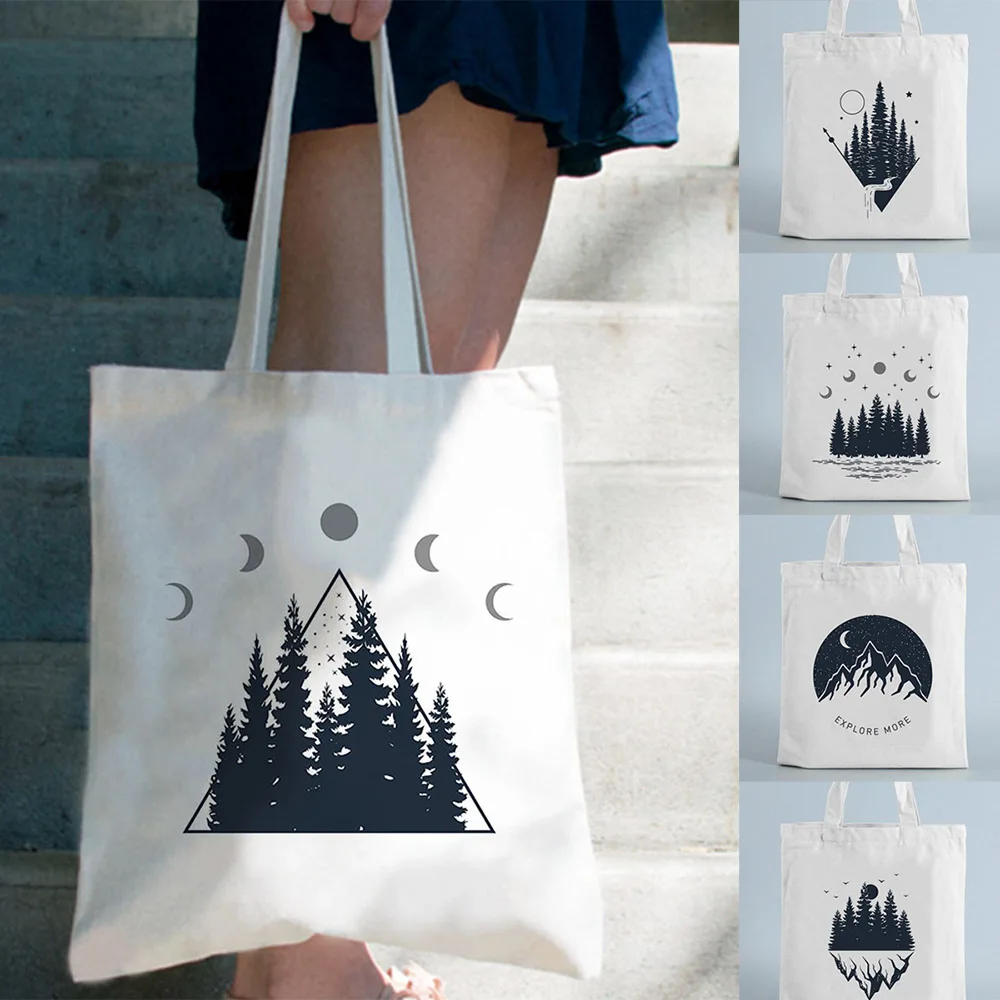 Dark Forest Print Canvas Shopping Tote Bag Mountain Design Reusable Shopper Shoulder Cloth Bags Fashion Travel Book Student Bags
Dark Forest Print Canvas Shopping Tote Bag Mountain Design Reusable Shopper Shoulder Cloth Bags Fashion Travel Book Student Bags