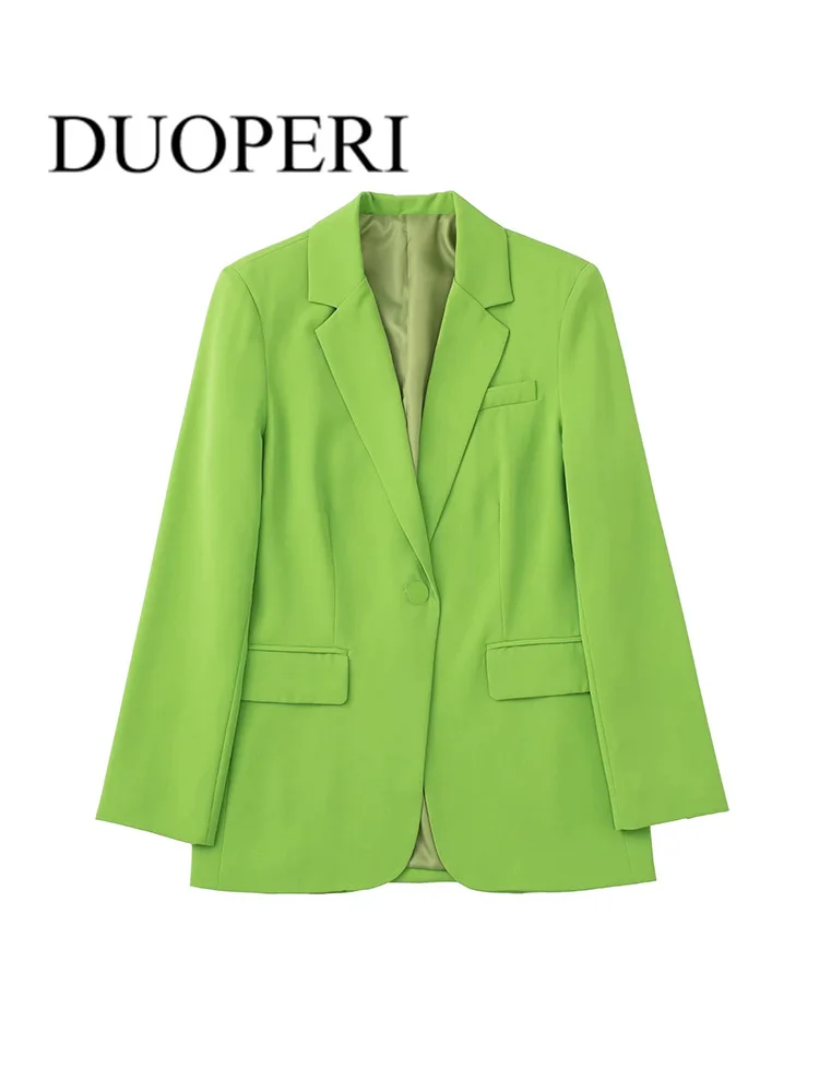 DUOPERI Women Fashion Officewear Green Blazer Jacket Vintage Single Button Long Sleeve Female Outwear Outfits Mujer
DUOPERI Women Fashion Officewear Green Blazer Jacket Vintage Single Button Long Sleeve Female Outwear Outfits Mujer
