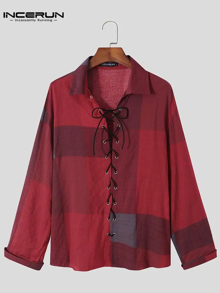 Men Plaid Shirt 2022 Lapel Long Sleeve Lace Up Streetwear Vintage Camisas Cotton Personality Casual Men Clothing INCERUN S-3XL
Men Plaid Shirt 2022 Lapel Long Sleeve Lace Up Streetwear Vintage Camisas Cotton Personality Casual Men Clothing INCERUN S-3XL
