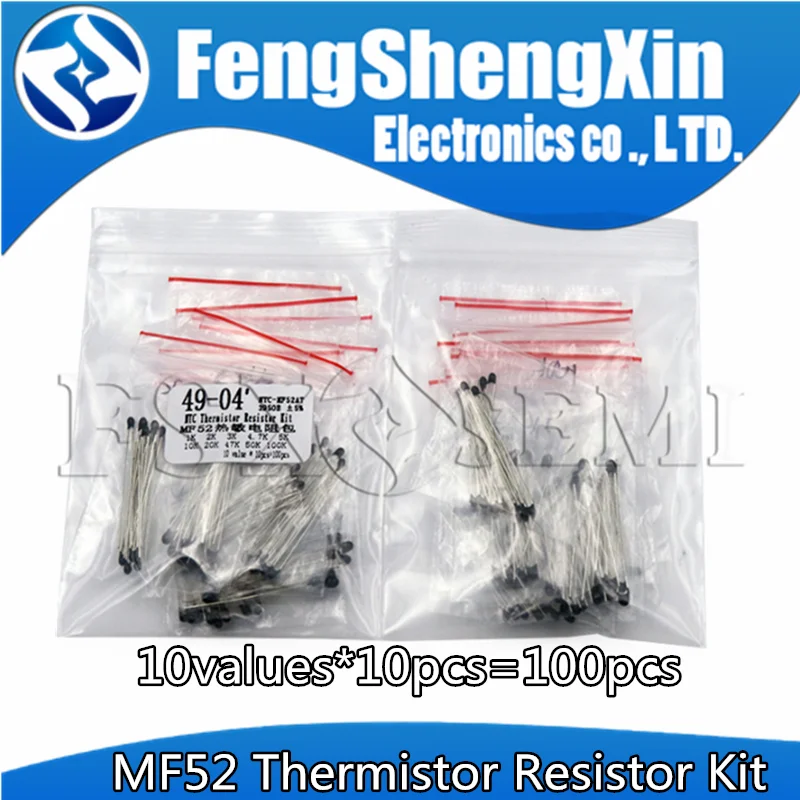 10values*10pcs=100PCS NTC MF52 Thermistor Resistor Kit NTC-MF52AT 1K 2K 3K 4.7K 5K 10K 20K 47K 50K 100K ±5% 3950B 3950K
10values*10pcs=100PCS NTC MF52 Thermistor Resistor Kit NTC-MF52AT 1K 2K 3K 4.7K 5K 10K 20K 47K 50K 100K ±5% 3950B 3950K