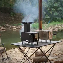 Smilodon Camping Wood Stove Picnic Cooking Portable Firewood Burner Outdoor Brazier Tent Stove Tourist Heater Mini Furnace