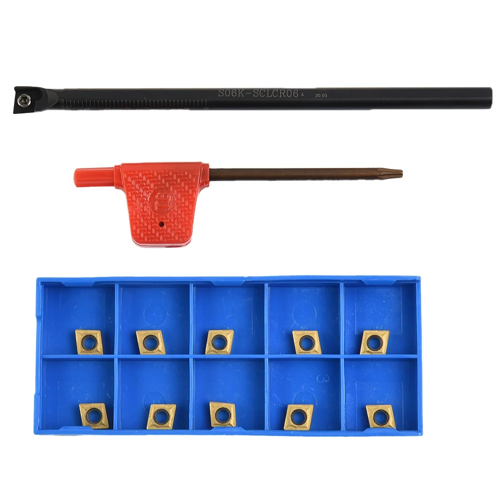 Lathe-Boring Turning Holder CCMT060204 Insert Carbide Inserts S06K-SCLCR06 S06K-SCLCR06 Tool Holder Steel T8 Wrench
Lathe-Boring Turning Holder CCMT060204 Insert Carbide Inserts S06K-SCLCR06 S06K-SCLCR06 Tool Holder Steel T8 Wrench