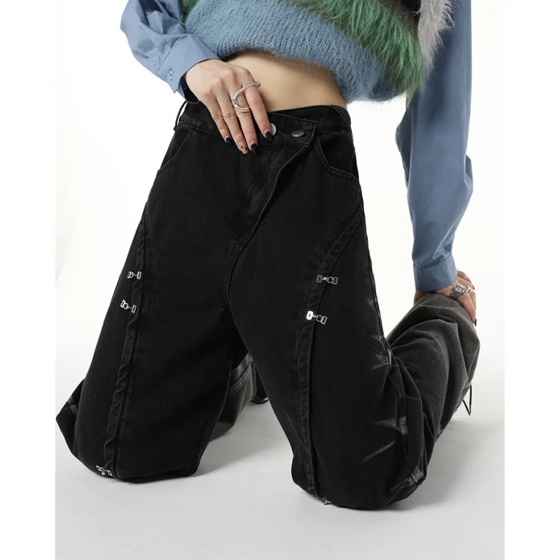 2023Casual slim-fit pants, Vintage Black High Waist Women Jeans Gradient American Fashion Streetwear Wide Leg Trouser Female Ba
2023Casual slim-fit pants, Vintage Black High Waist Women Jeans Gradient American Fashion Streetwear Wide Leg Trouser Female Ba