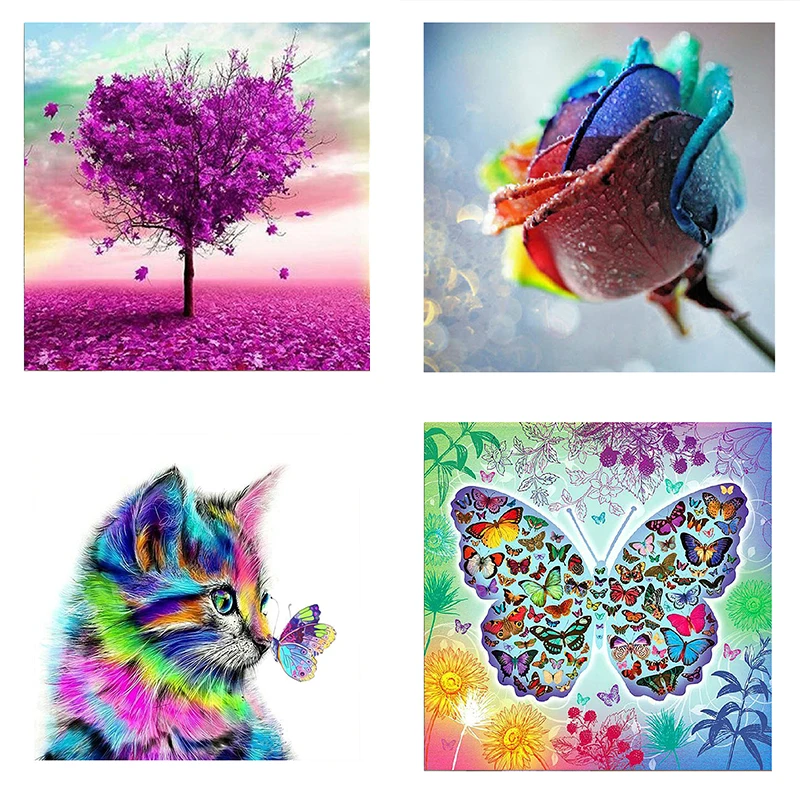 

Набор для алмазной живописи 5d, Алмазная мозаика «сделай сам» с изображением кота, цветов, бабочек, вышивки крестиком, домашний декор