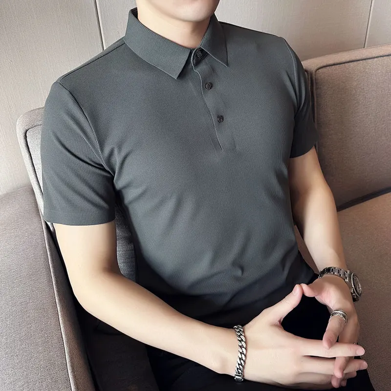 Summer Thin Ice Silk Polo Shirts Mens Elasticity Casual T Shirt Male Short Sleeve O-Neck Slim Fit Breathable Polos 2023
Summer Thin Ice Silk Polo Shirts Mens Elasticity Casual T Shirt Male Short Sleeve O-Neck Slim Fit Breathable Polos 2023