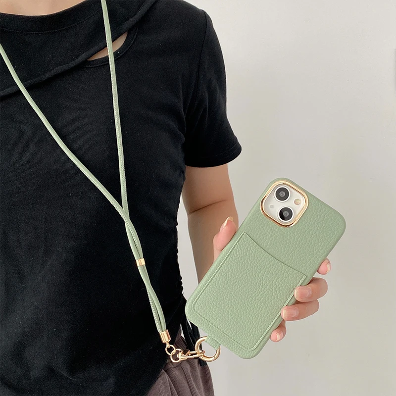 Skin Phone case PU leather card holder business elegant crossbody lanyard for iPhone 15 Pro Max Plus
Skin Phone case PU leather card holder business elegant crossbody lanyard for iPhone 15 Pro Max Plus