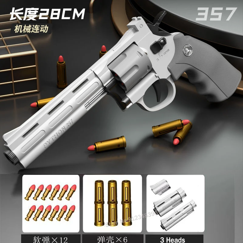 

3 IN 1 Continuous Firing ZP5 357 Revolver Pistol Soft Dart Bullet Launcher Toys Gun CS Outdoor Weapon For Kids Adult Gift