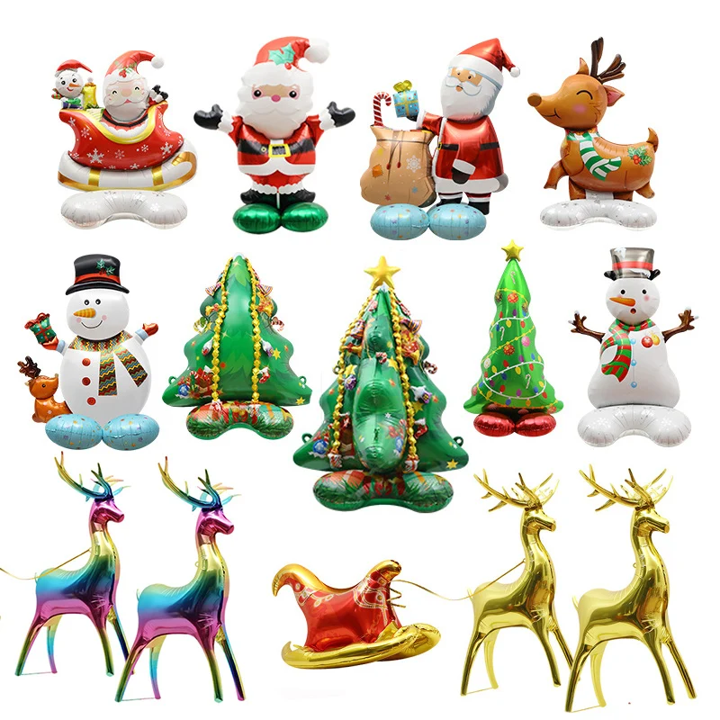 

New 4D Large Christmas Foil Balloons Standding Reindeer Balloon Santa Clause Snowman Candy Cane Balloon Christmas Decorations