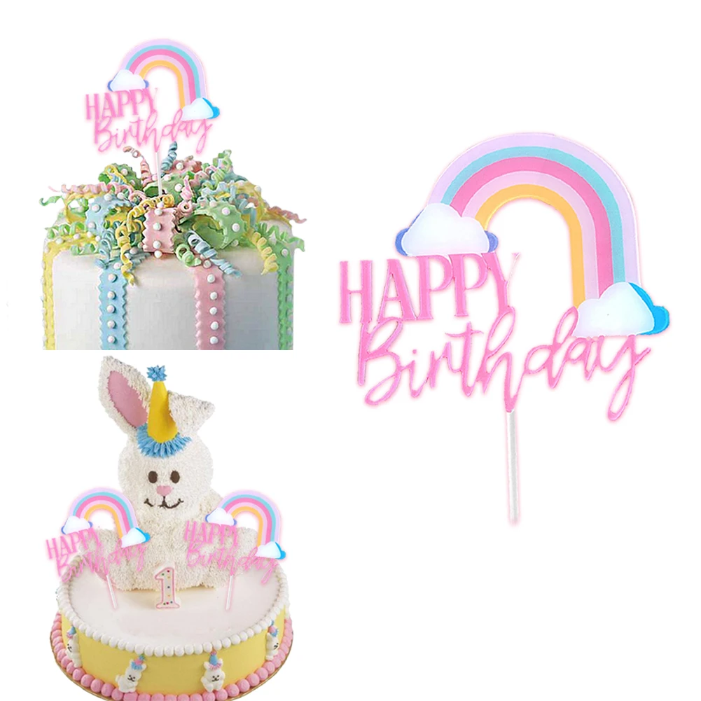 Rainbow Birthday Cake Insert Cards Creative Acrylic Card Dessert Decoration Cake Topper Cute Ornaments Festival Party Supplies
Rainbow Birthday Cake Insert Cards Creative Acrylic Card Dessert Decoration Cake Topper Cute Ornaments Festival Party Supplies