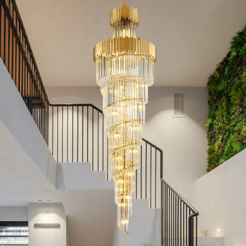 

LED pendant lamp modern Nordic Crystal Stair Indoor Staircase Long for Living Room Classical Lustres Loft Lights home decoration