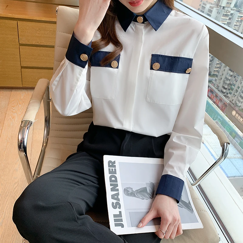 New Women's Blouses Polo Girl Shirt Long Sleeve Top Stitching Chiffon Casual Fashion Loose Summer Office Lady Clothing Houthion
New Women's Blouses Polo Girl Shirt Long Sleeve Top Stitching Chiffon Casual Fashion Loose Summer Office Lady Clothing Houthion