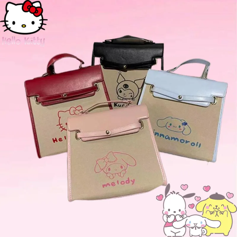 

Рюкзак Hello Kitty Sanrio из искусственной холщовой ткани с рисунком аниме Kuromi в японском стиле, симпатичный подарок для студентов и офисных работников My Melody