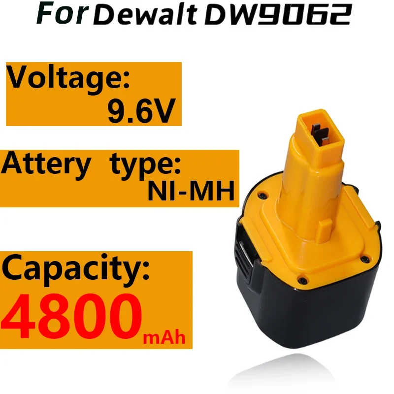 

For Dewalt Cordless Screwdriver Replacement Battery Drill Tools W9061 DW9062 9.6V 4800mAh Compatible with DC750KA DW050 DW902