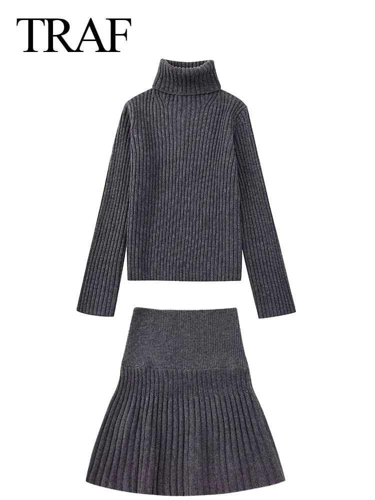 Женский Повседневный простой однотонный вязаный костюм TRAF, свитер-водолазка, пуловер + облегающая мини-юбка с эластичным поясом, женская од... 
Женский Повседневный простой однотонный вязаный костюм TRAF, свитер-водолазка, пуловер + облегающая мини-юбка с эластичным поясом, женская од...