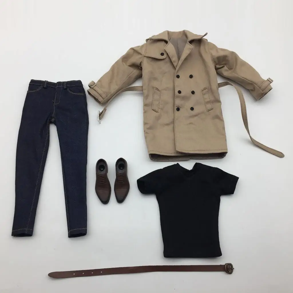 

1/6 Khaki Long shirt and jeans Shoes Suit for 12inch Figure