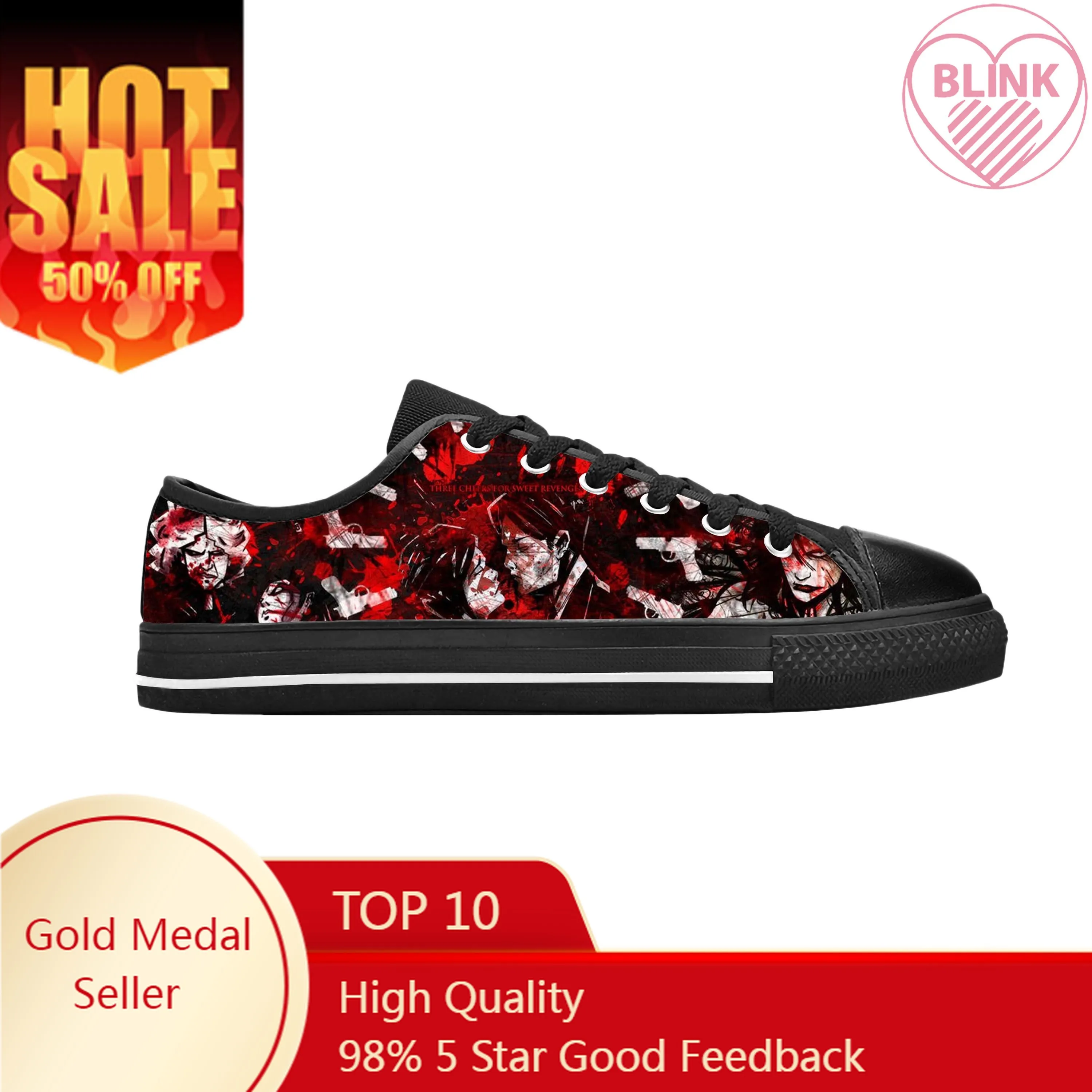 

My Chemical Romance Mcr The Black Parade Rock Band Casual Cloth Shoes Low Top Comfortable Breathable 3D Print Men Women Sneakers