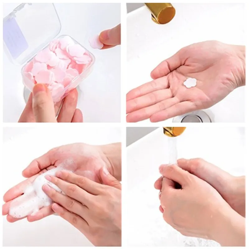 

100pcs/box Scented Slice Washing Hand Bath Travel Scented Foaming Small Soap Paper Cleaning Soaps Portable Hand Wash Soap Papers