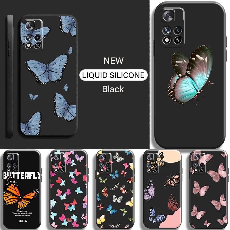 

Simplicity Pretty Butterfly For Xiaomi Redmi Note 11 11T 11S Pro 5G Phone Case Liquid Silicon Back Shell Funda Cases Shockproof