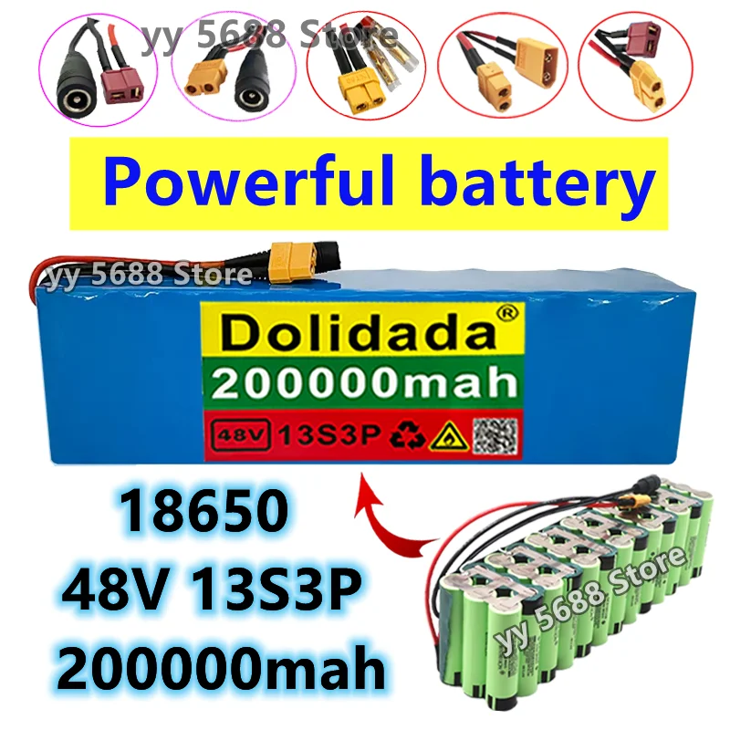 NEW 48V200Ah 13S3P XT60 48V Lithium ion Battery Pack 200Ah For 54.6V E-bike Electric bicycle Scooter with BMS
NEW 48V200Ah 13S3P XT60 48V Lithium ion Battery Pack 200Ah For 54.6V E-bike Electric bicycle Scooter with BMS
