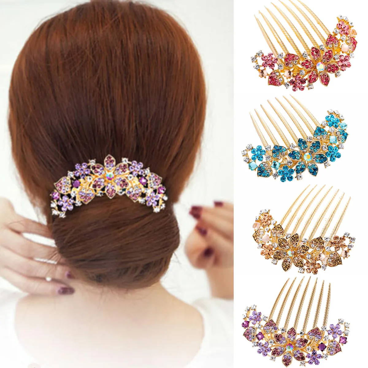 Rhinestone Hair Comb Clip Elegant Flower Bridal Crystal Hair Clip Hair Ornaments Fashion Shiny Hairpins Headwear
Rhinestone Hair Comb Clip Elegant Flower Bridal Crystal Hair Clip Hair Ornaments Fashion Shiny Hairpins Headwear
