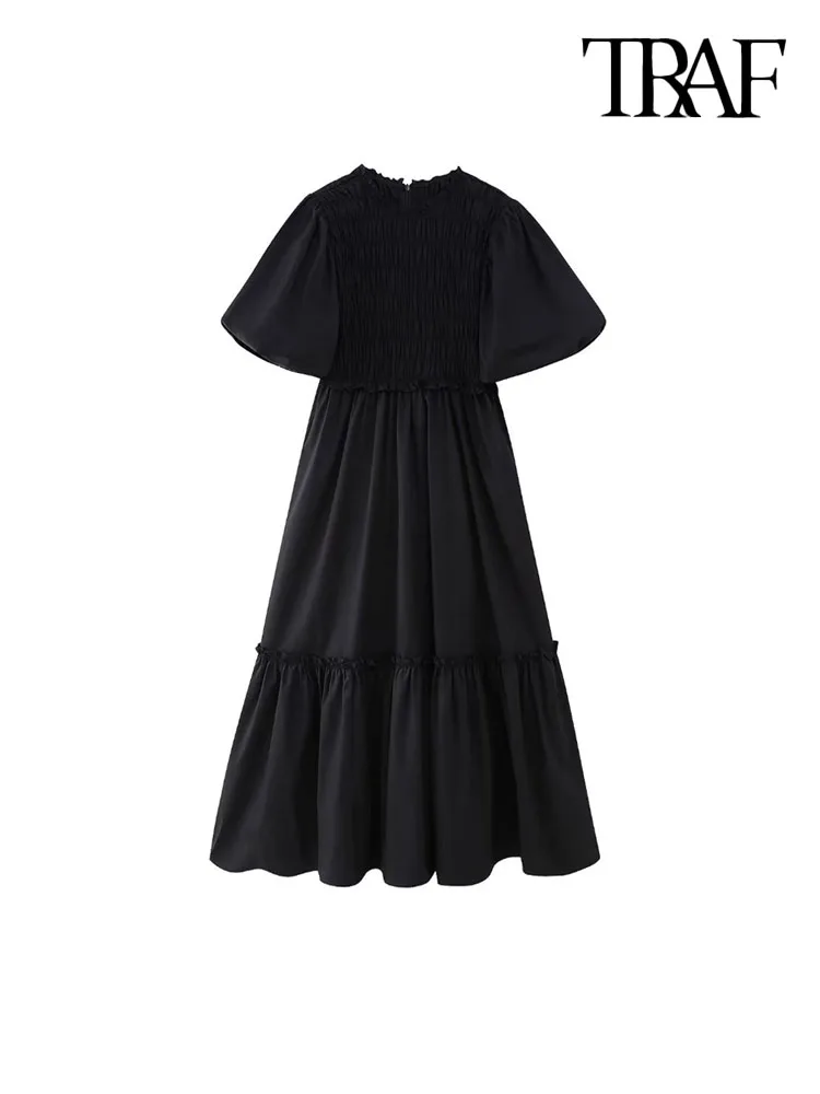 TRAF Women Fashion With Ruffles Poplin Midi Dress Vintage Short Sleeves Back Zipper Female Dresses Vestidos Mujer
TRAF Women Fashion With Ruffles Poplin Midi Dress Vintage Short Sleeves Back Zipper Female Dresses Vestidos Mujer