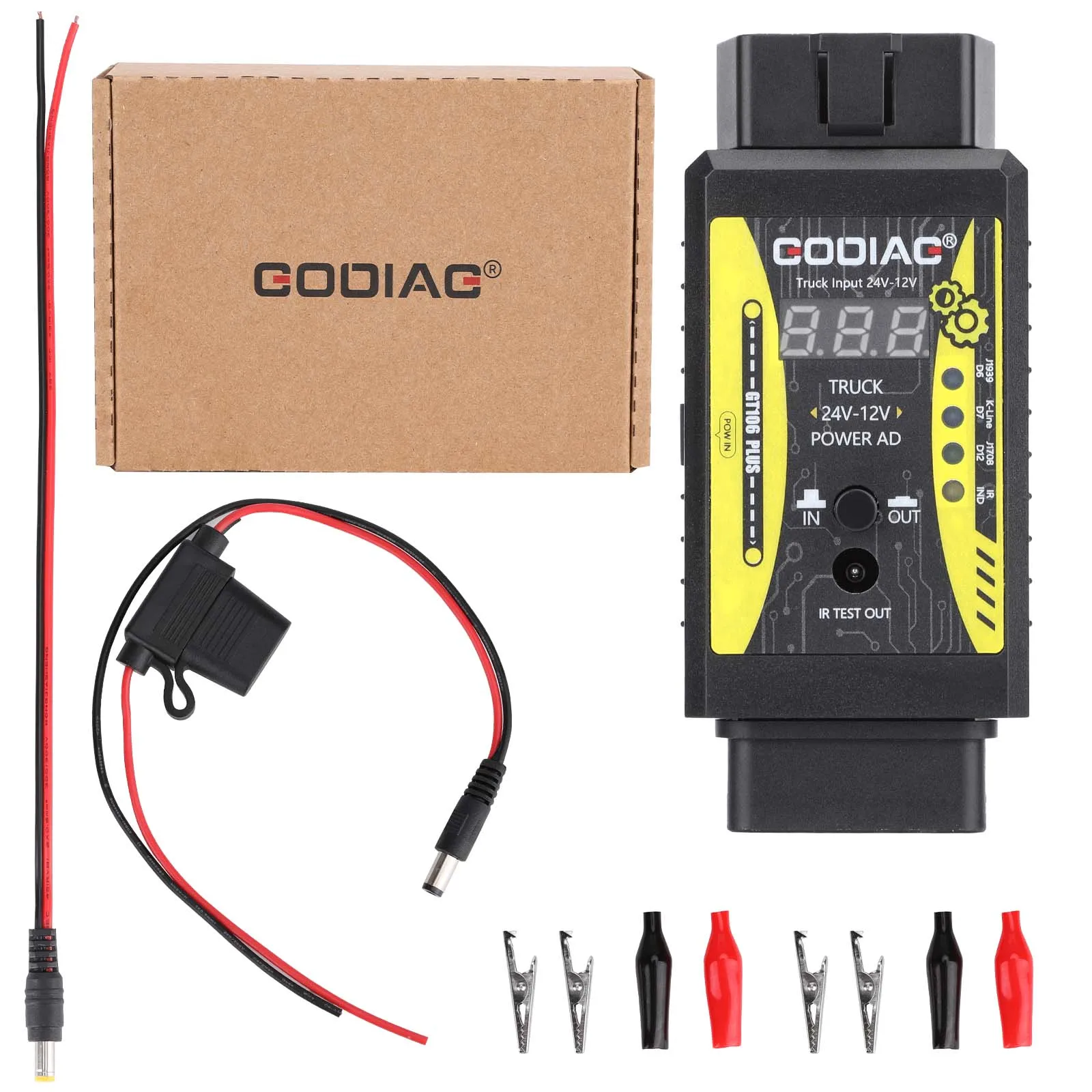 Адаптер Godiag GT106 Plus 24В-12В для тяжелых грузовиков, совместимый с X431 easydiag/Golo Carcare/Thinkcar2/Thinkdiag/GOLO/DBScar II
Адаптер Godiag GT106 Plus 24В-12В для тяжелых грузовиков, совместимый с X431 easydiag/Golo Carcare/Thinkcar2/Thinkdiag/GOLO/DBScar II