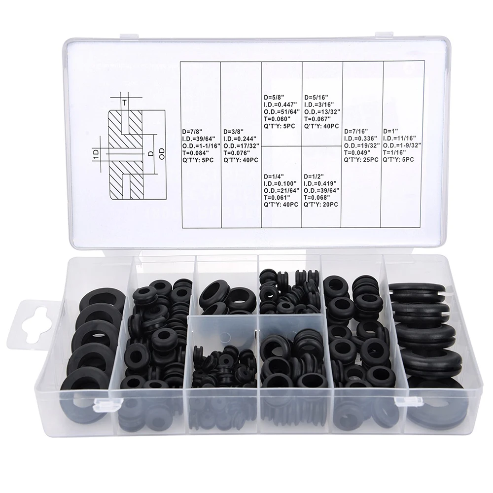 180 Piece Rubber Grommet Kit Rubber Grommets for Various Size Wiring - Grommet Tool Kit for Automotive and Wire, Pipe
180 Piece Rubber Grommet Kit Rubber Grommets for Various Size Wiring - Grommet Tool Kit for Automotive and Wire, Pipe