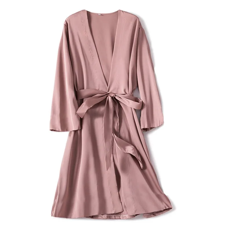 Satin Lingerie Sexy Kimono Robe for Women Solid Bathrobe for Sleeping Wear Bridal Wedding Gift Nightgown One Piece Pajama Female
Satin Lingerie Sexy Kimono Robe for Women Solid Bathrobe for Sleeping Wear Bridal Wedding Gift Nightgown One Piece Pajama Female
