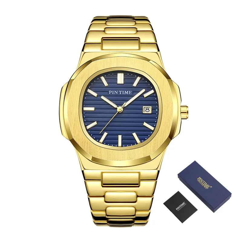 

PINTIME Simple Quartz Men Watches Top Brand Luxury Stainless Steel Military Business Watch Men Date Clock Zegarek Meski Relojes