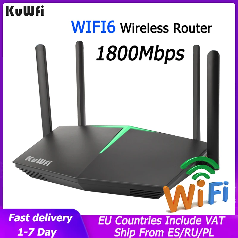 KuWFi WiFi 6 Wireless Wifi Router 1800Mbps Dual Band 2.4G+5.8G Wi-fi Router Gigabit High-Speed Modem Amplifier Support 128 Users
KuWFi WiFi 6 Wireless Wifi Router 1800Mbps Dual Band 2.4G+5.8G Wi-fi Router Gigabit High-Speed Modem Amplifier Support 128 Users