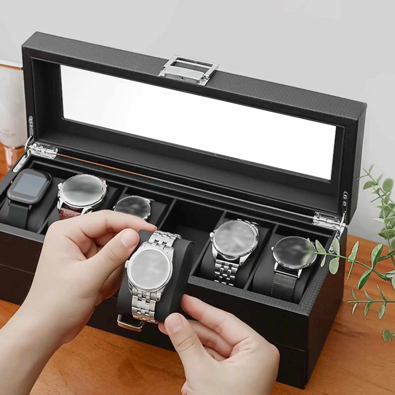 

2 Tier Organizer w/Glass Showcase for Watches Sunglass Cufflinks Jewelry Necklace