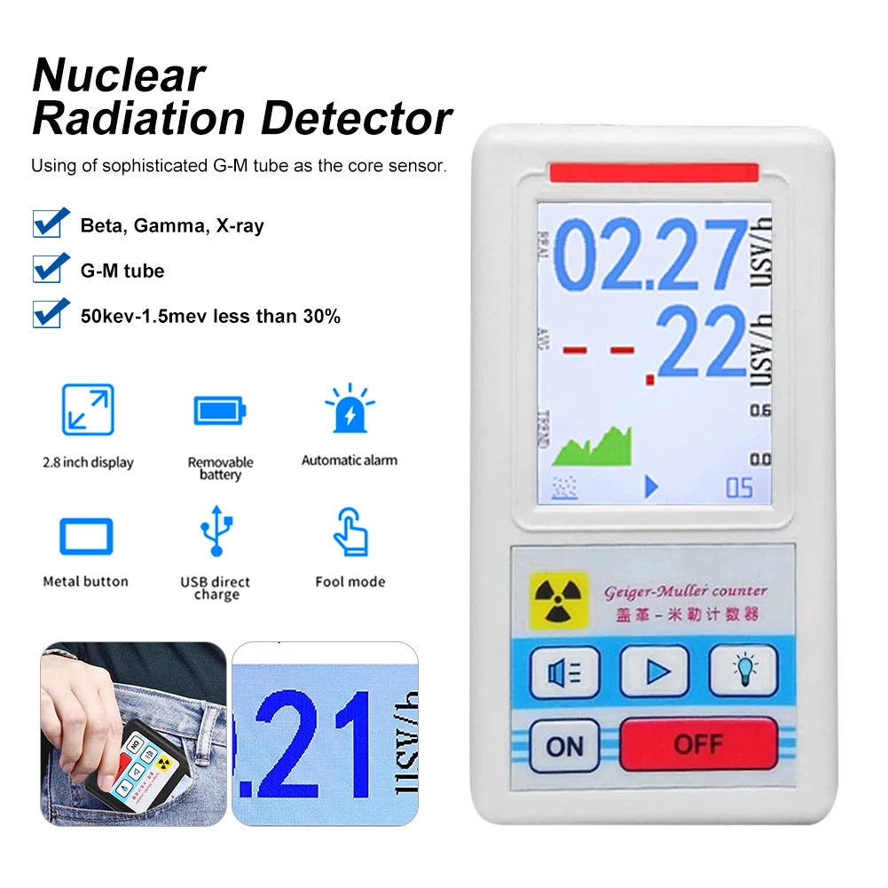 1Pc Geiger Counter Nuclear Radiation Detector Personal Dosimeter X-ray Beta Gamma Detector LCD Radioactive Tester Marble Tool
1Pc Geiger Counter Nuclear Radiation Detector Personal Dosimeter X-ray Beta Gamma Detector LCD Radioactive Tester Marble Tool