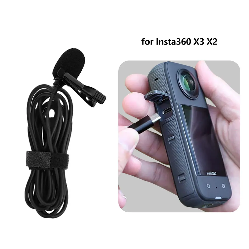 

Camsteer Omnidirectional Tiny Lav Microphone for Video Recording External Noise Cancel, for insta360 X3 One X2 One Rs Camera