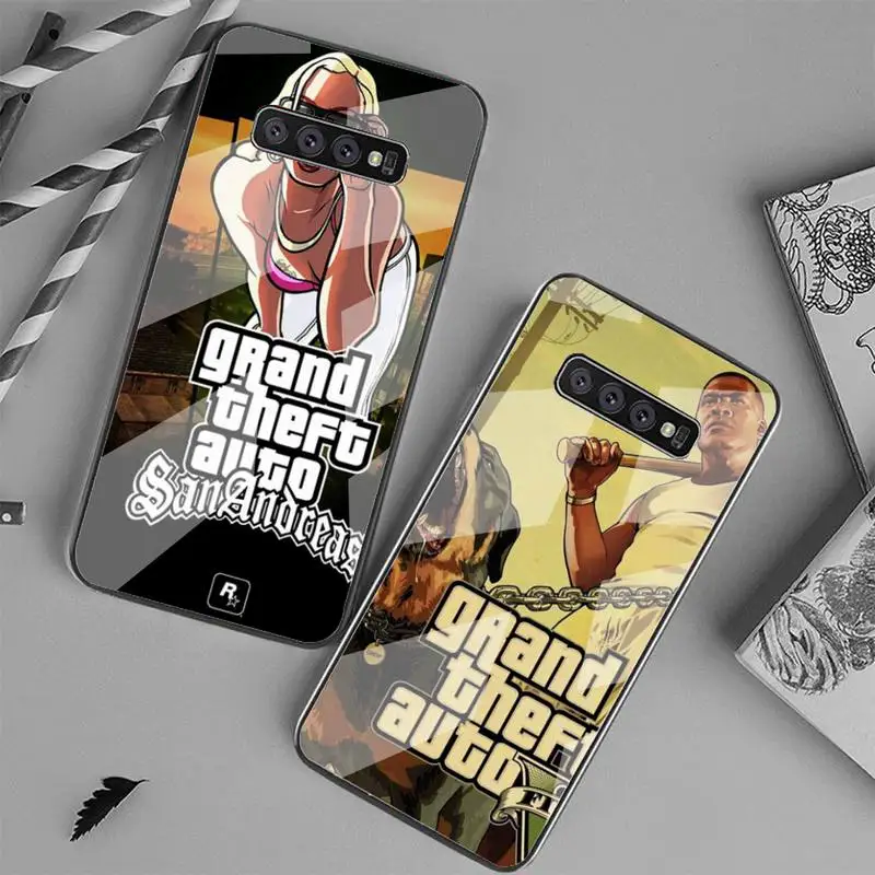 

Rockstar Gta 5 Grand Theft Auto Phone Case Phone Case Tempered Glass For Samsung S20 Ultra S7 S8 S9 S10 Note10 Pro Plus Cover