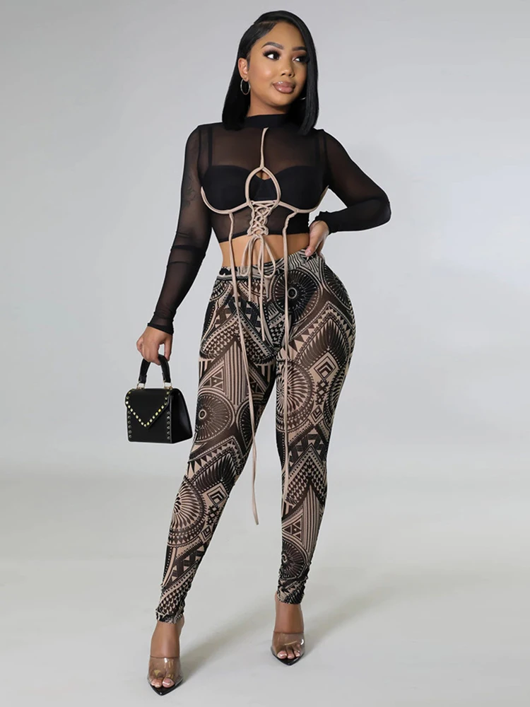 Midnight Mesh See Through Drawstring Crop Top and Print Skinny Legging Women's Sweatsuit Sexy Bodycon Two Piece Pant Tracksuits
Midnight Mesh See Through Drawstring Crop Top and Print Skinny Legging Women's Sweatsuit Sexy Bodycon Two Piece Pant Tracksuits