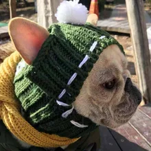 Pet Hats Dog Accessories Woolen Puppy Hat With Ball Headwear for Small Dogs French Bulldog hat for dog Winter Dog Cap Christmas