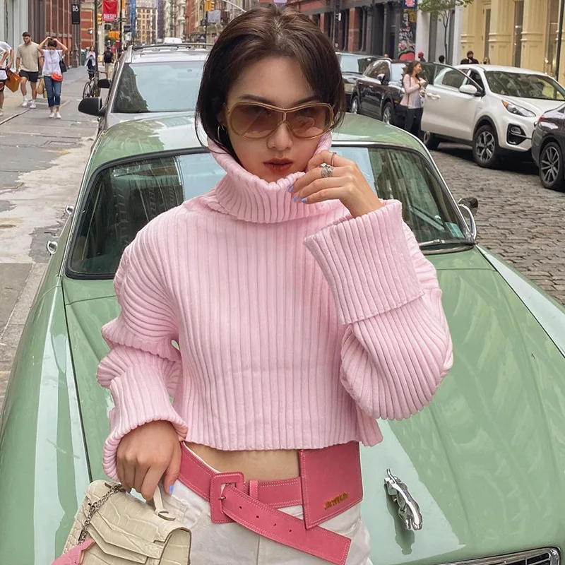 Fall/Winter Loose High Neck Long Sleeve Knitted Sweater European and American Short Pure Color Hedging Woolen Women's Clothing
Fall/Winter Loose High Neck Long Sleeve Knitted Sweater European and American Short Pure Color Hedging Woolen Women's Clothing