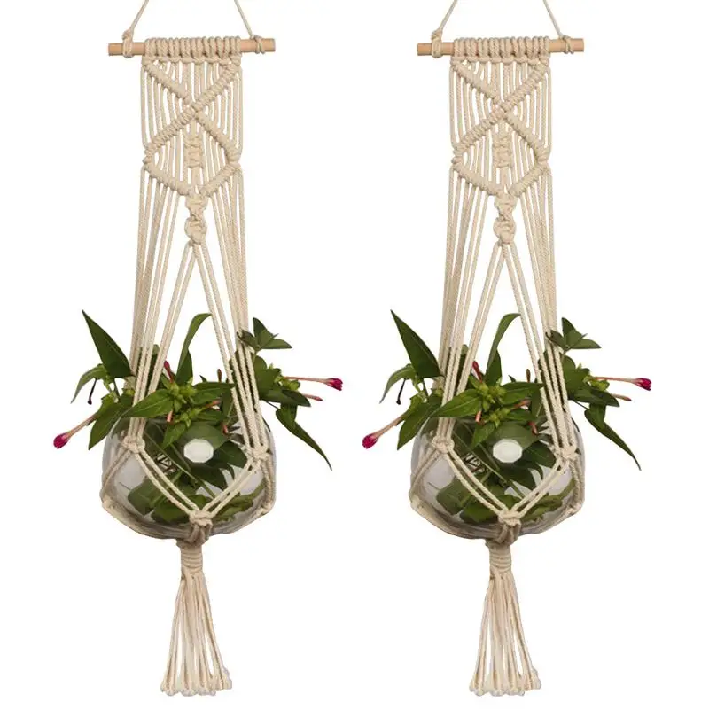 Handmade Macrame Plant Hanger Flower Pot Hanger Hanging Rope Braided Craft For Wall Decoration Countyard Garden Plant Holder
Handmade Macrame Plant Hanger Flower Pot Hanger Hanging Rope Braided Craft For Wall Decoration Countyard Garden Plant Holder