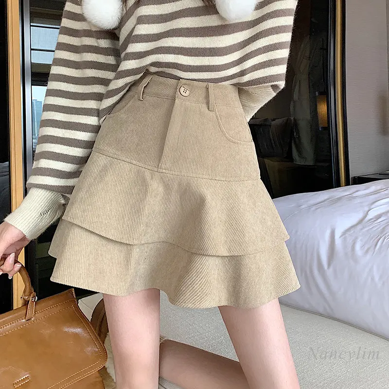 2023 Spring New Khaki Corduroy Skirt for Women High Waist A- Line Bubble Ruffles Short Skirts Girls Ladies Cloth
2023 Spring New Khaki Corduroy Skirt for Women High Waist A- Line Bubble Ruffles Short Skirts Girls Ladies Cloth