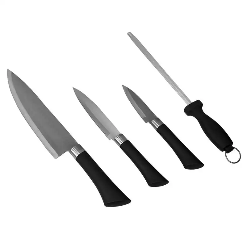 Ergonomic Handles and Unique Design Pieces Uniquely Designed Steel Knife Set with Black Ergonomic Handles, Includes Knife Blade
Ergonomic Handles and Unique Design Pieces Uniquely Designed Steel Knife Set with Black Ergonomic Handles, Includes Knife Blade
