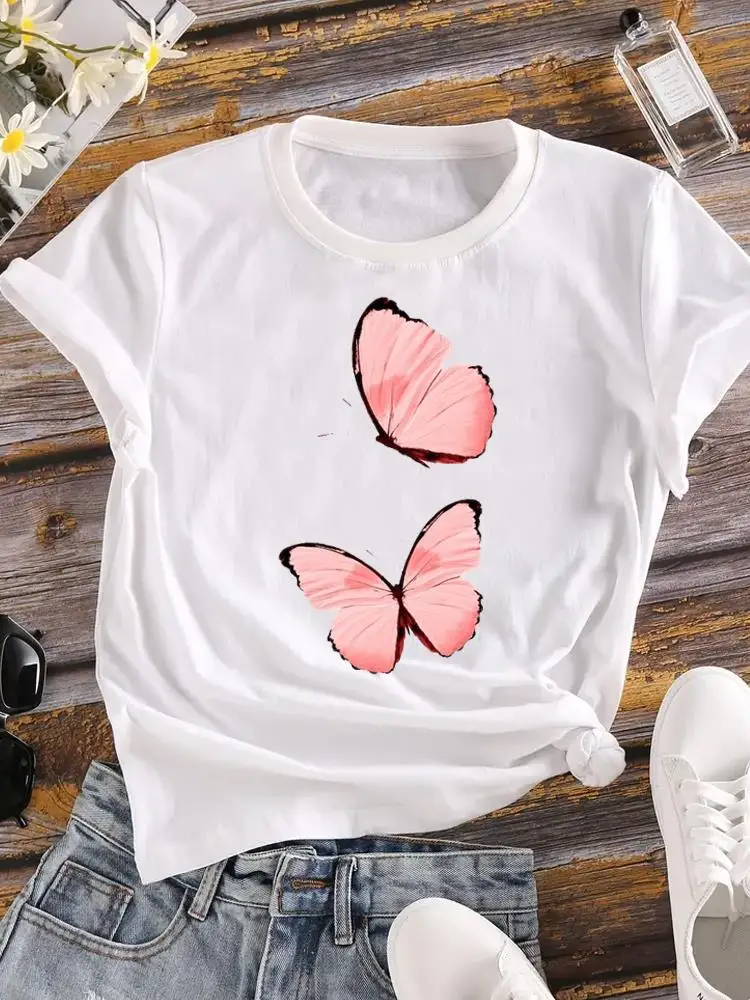 Graphic T-shirt Short Sleeve Clothes Print Top Female Ladies Butterfly Cartoon Trend Cute Fashion T Shirt Women Clothing Tee
Graphic T-shirt Short Sleeve Clothes Print Top Female Ladies Butterfly Cartoon Trend Cute Fashion T Shirt Women Clothing Tee