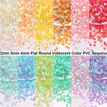 2mm 3mm 4mm Flat Round PVC Sequins Iridescent Color Crafts Paillettes for DIY Sewing Garment Accessories Lentejuelas Para Coser