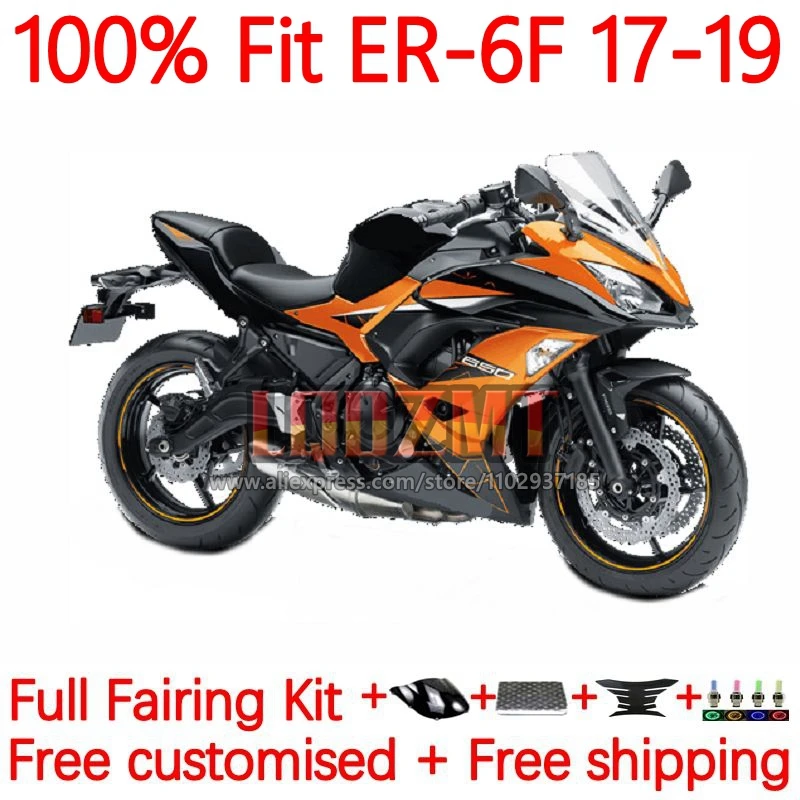 

Orange blk Injection Fairing For KAWASAKI NINJA 650R ER6F ER 6F 6 F 650 R ER-6F 2017 2018 2019 ER6 F 17 18 19 OEM Frame 18No.30