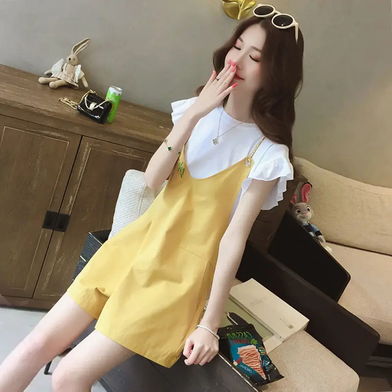 Women 2022 Summer Fashion 2 Piece Sets Female Short Wide-leg Pants Overalls Romper + O-neck Shirts Tops Ladies Casual Suits R50
Women 2022 Summer Fashion 2 Piece Sets Female Short Wide-leg Pants Overalls Romper + O-neck Shirts Tops Ladies Casual Suits R50