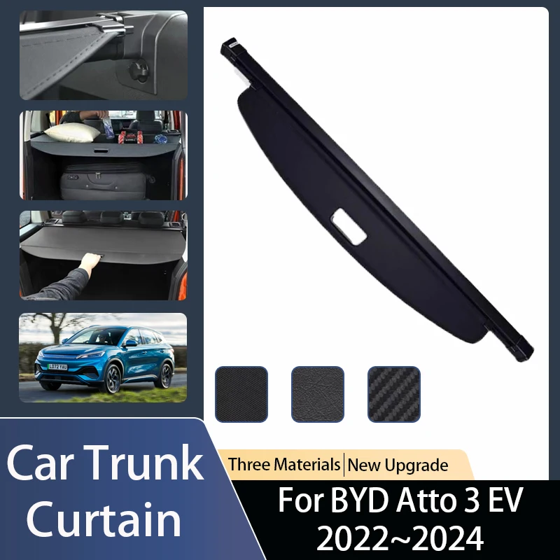 

Car Rear Trunk Curtain Covers For BYD Atto 3 Atto3 EV Yuan Plus 2022 2023 2024 Security Luggage Rack Partitions Auto Accessories