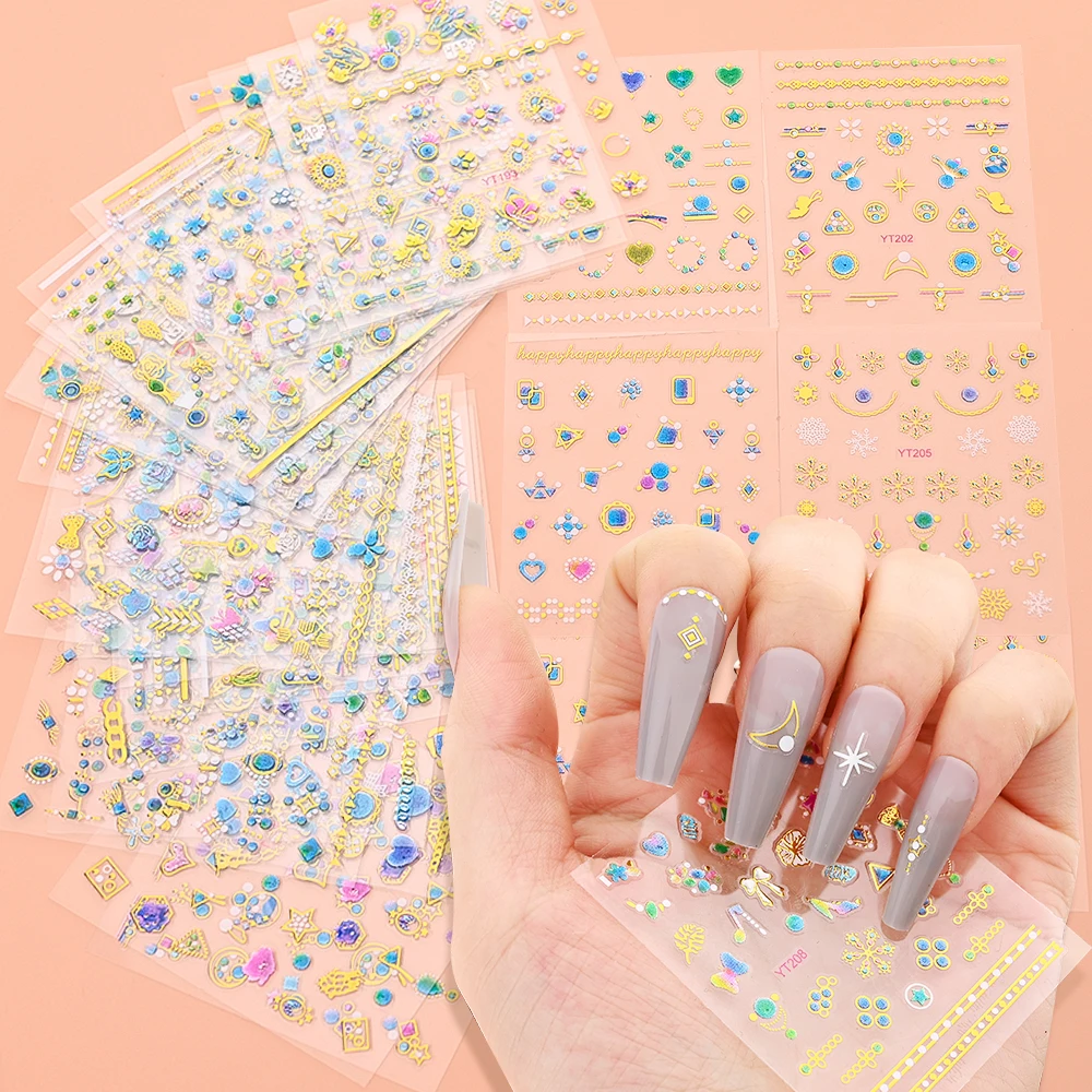 30Pcs/Lot Rhinestone Flower Jewelry Slider Self-Adhered 3D Nail Sticker Kit 6.5X5cm Bronzing Gem Flower Decal For DIY Nail Decor
30Pcs/Lot Rhinestone Flower Jewelry Slider Self-Adhered 3D Nail Sticker Kit 6.5X5cm Bronzing Gem Flower Decal For DIY Nail Decor