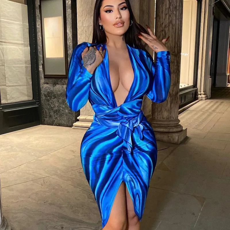 2022 Summer Tie Print Long Sleeves Revealing Bodycon Bandage Mini Dress Women Fashion Outfits Sexy Club Y2K
2022 Summer Tie Print Long Sleeves Revealing Bodycon Bandage Mini Dress Women Fashion Outfits Sexy Club Y2K