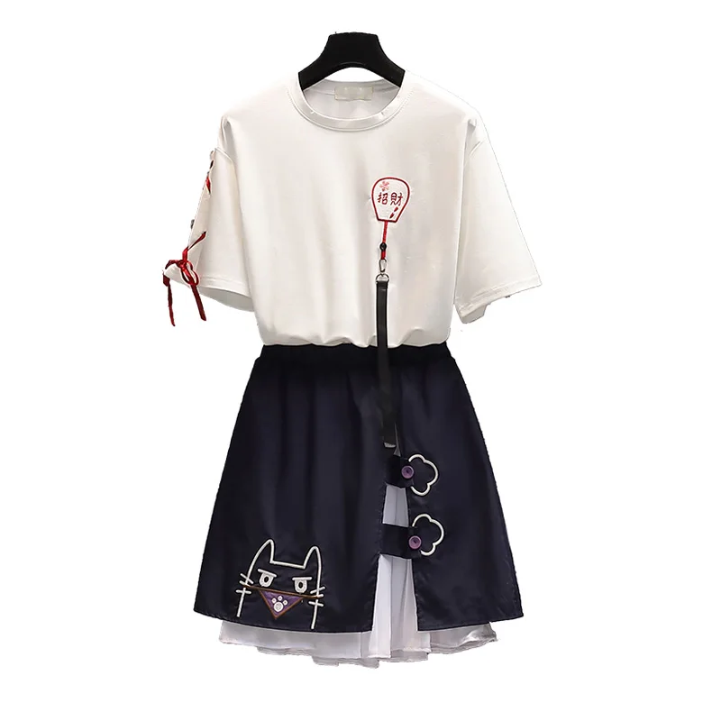 Women Summer Elegant Set Of Two Piece Chinese Embroidery Tops And Mini Skirt Plus Size 4XL Suits Fashion Loose Matching Outfits
Women Summer Elegant Set Of Two Piece Chinese Embroidery Tops And Mini Skirt Plus Size 4XL Suits Fashion Loose Matching Outfits